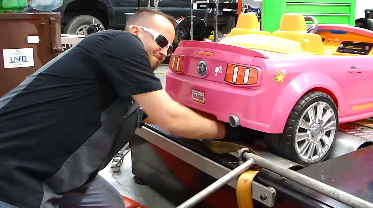 barbie mustang on the dyno