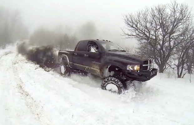 lifted cummins in the snow